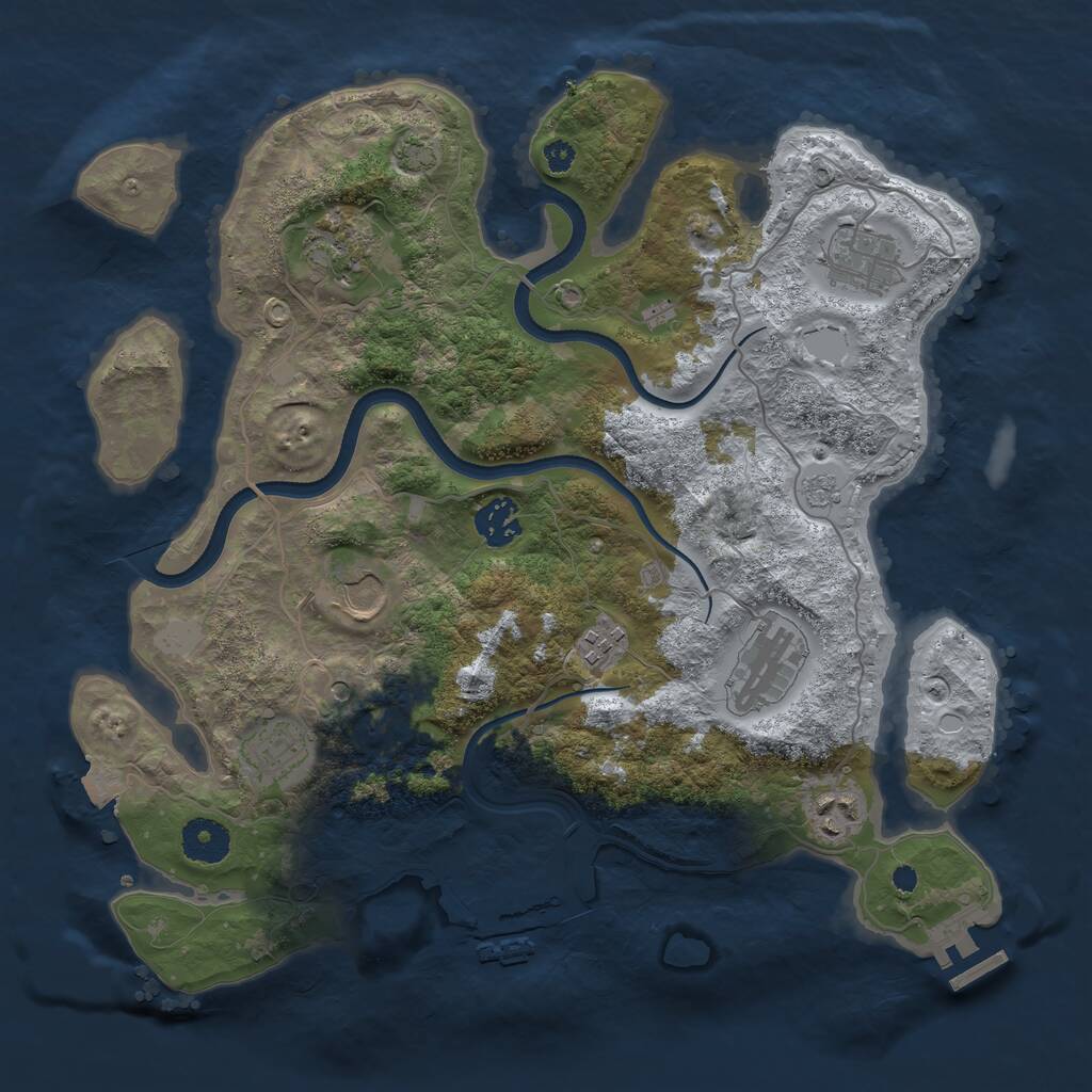 Rust Map: Procedural Map, Size: 3500, Seed: 38641917, 14 Monuments