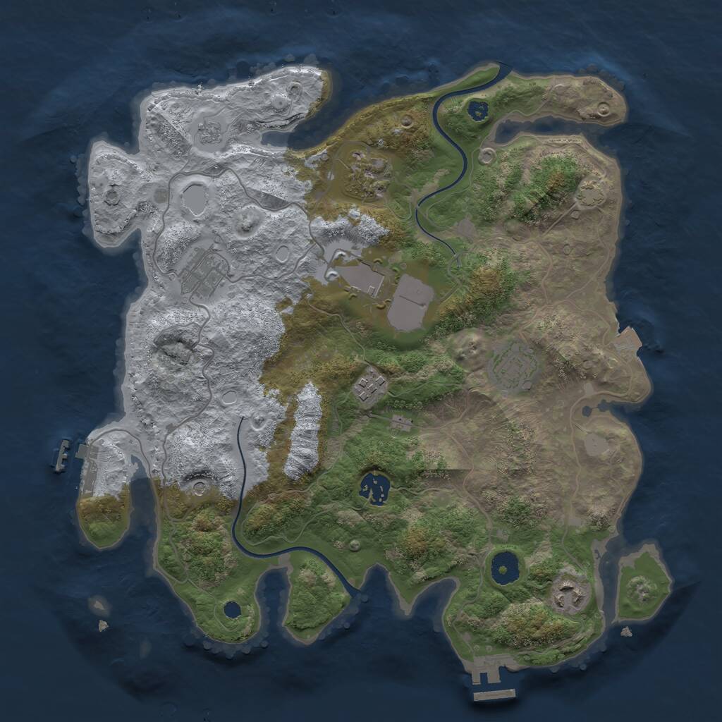 Rust Map: Procedural Map, Size: 3500, Seed: 23111112, 13 Monuments