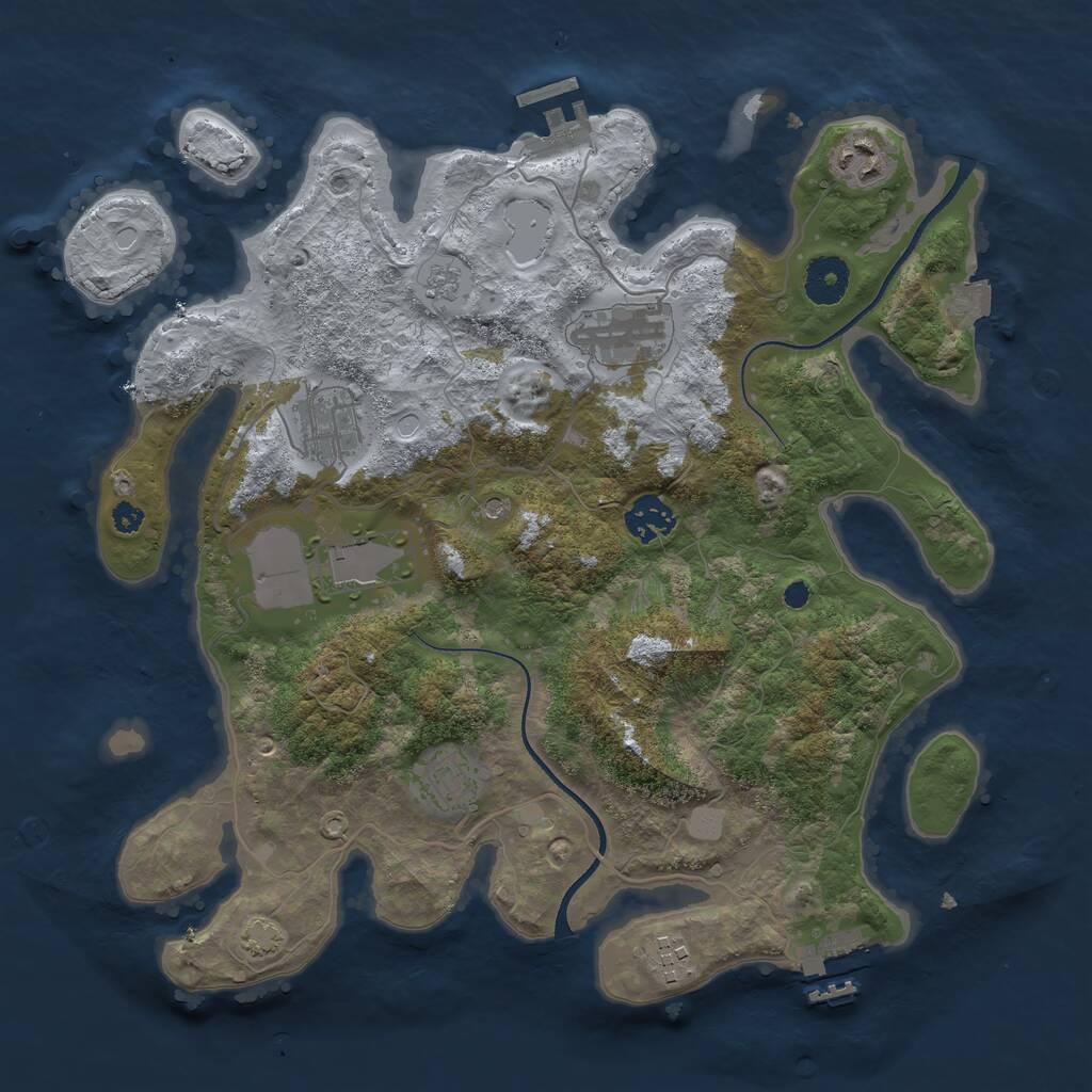 Rust Map: Procedural Map, Size: 3500, Seed: 32397858, 13 Monuments