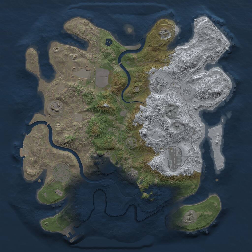 Rust Map: Procedural Map, Size: 3500, Seed: 45506371, 12 Monuments