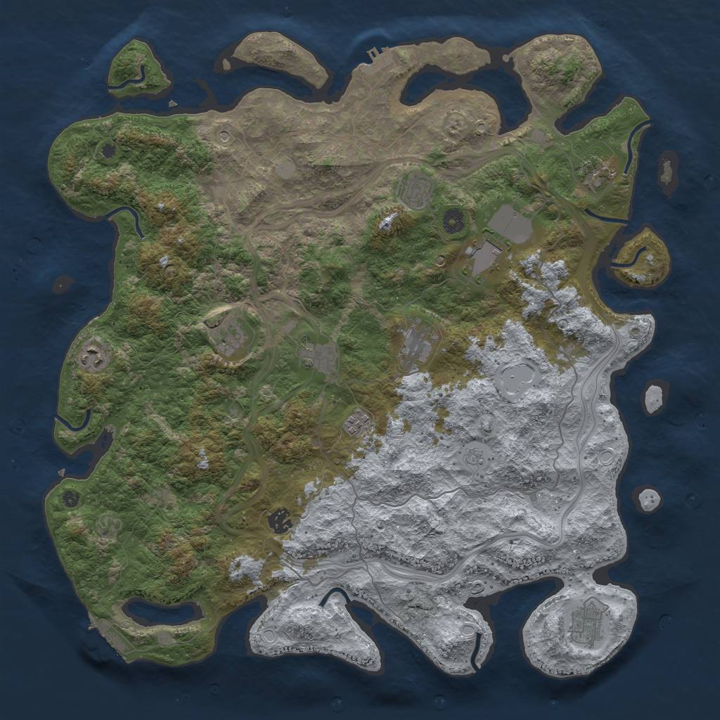 Rust Map: Procedural Map, Size: 4500, Seed: 917948281, 19 Monuments