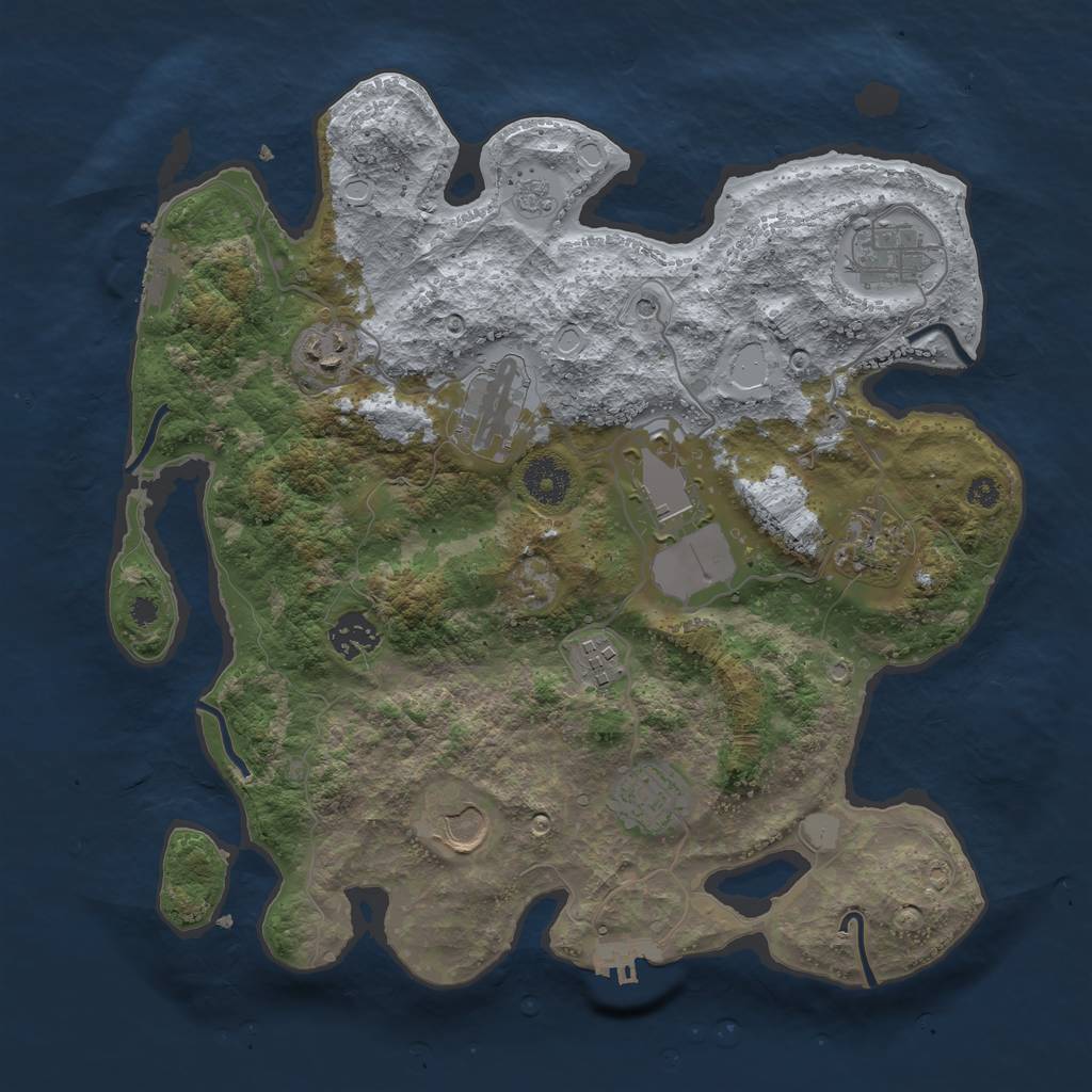 Rust Map: Procedural Map, Size: 3500, Seed: 90557801, 18 Monuments