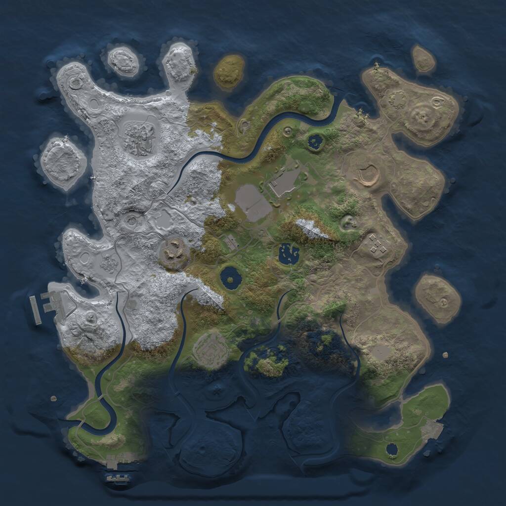 Rust Map: Procedural Map, Size: 3500, Seed: 23429587, 13 Monuments