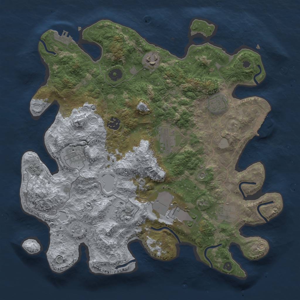 Rust Map: Procedural Map, Size: 3500, Seed: 89895220, 18 Monuments