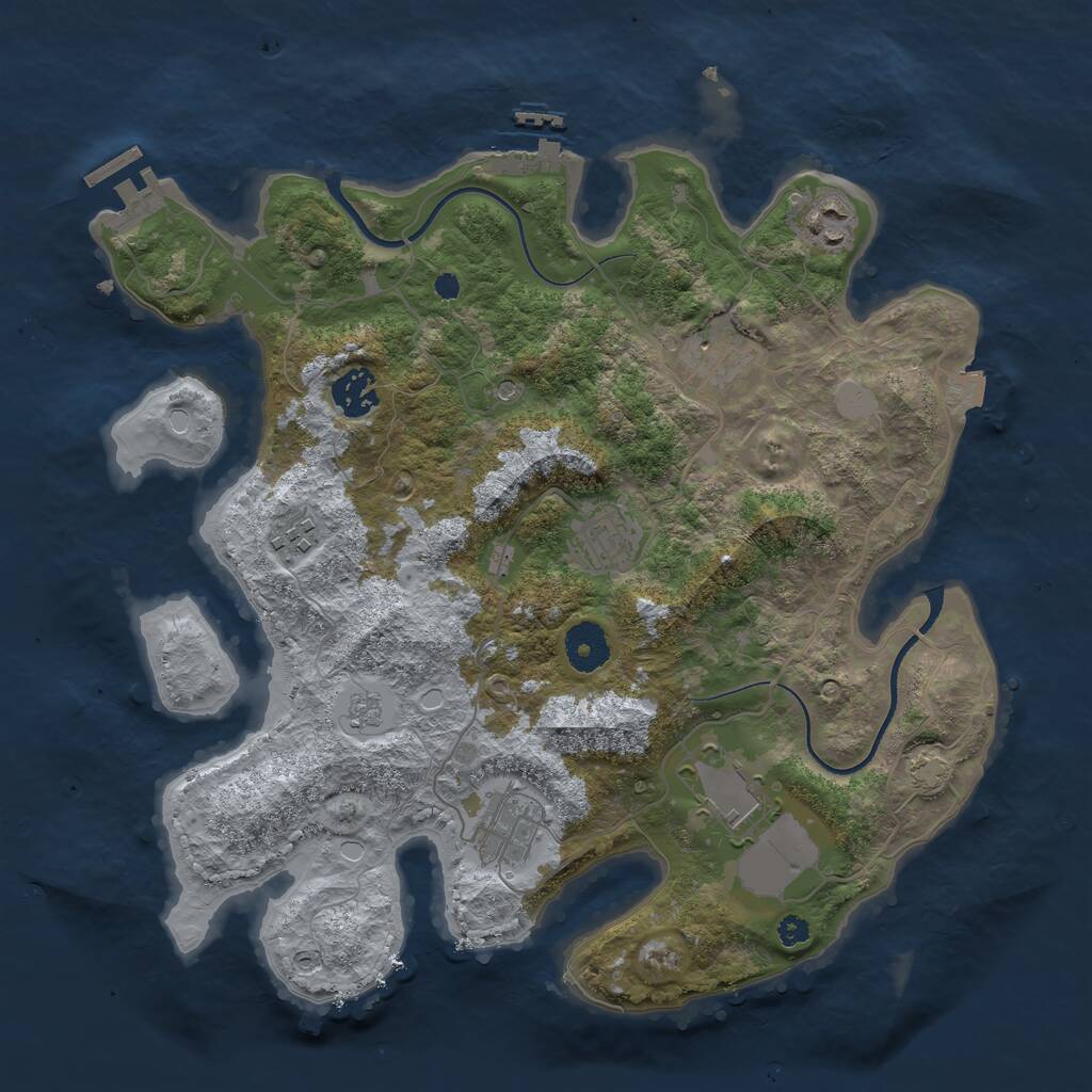 Rust Map: Procedural Map, Size: 3500, Seed: 94227840, 13 Monuments