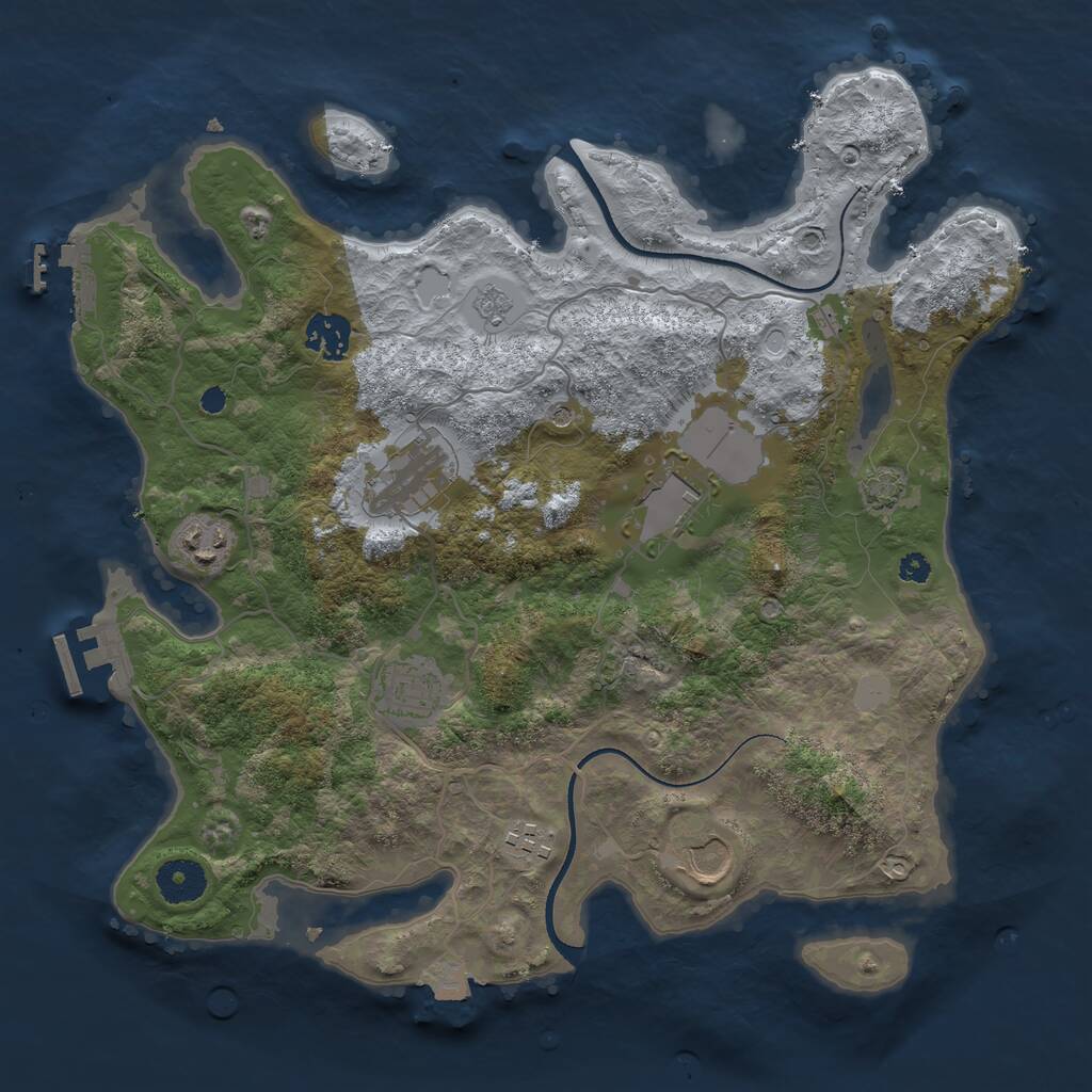 Rust Map: Procedural Map, Size: 3500, Seed: 24724414, 13 Monuments