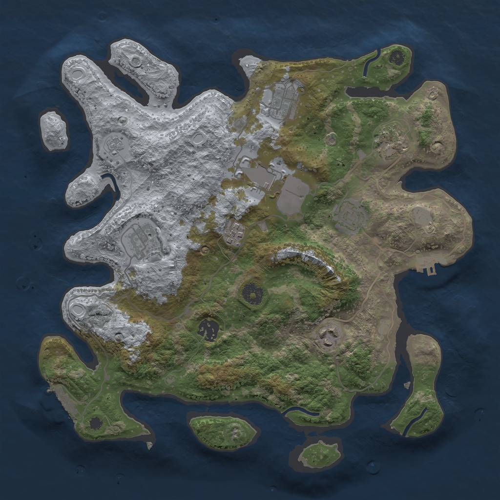 Rust Map: Procedural Map, Size: 3500, Seed: 39385207, 16 Monuments