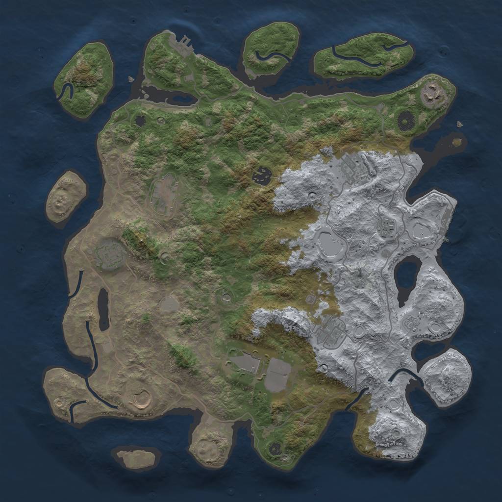 Rust Map: Procedural Map, Size: 4000, Seed: 521372, 18 Monuments