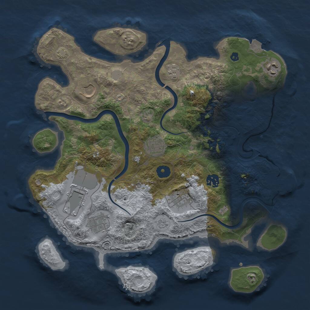 Rust Map: Procedural Map, Size: 3500, Seed: 47347598, 13 Monuments