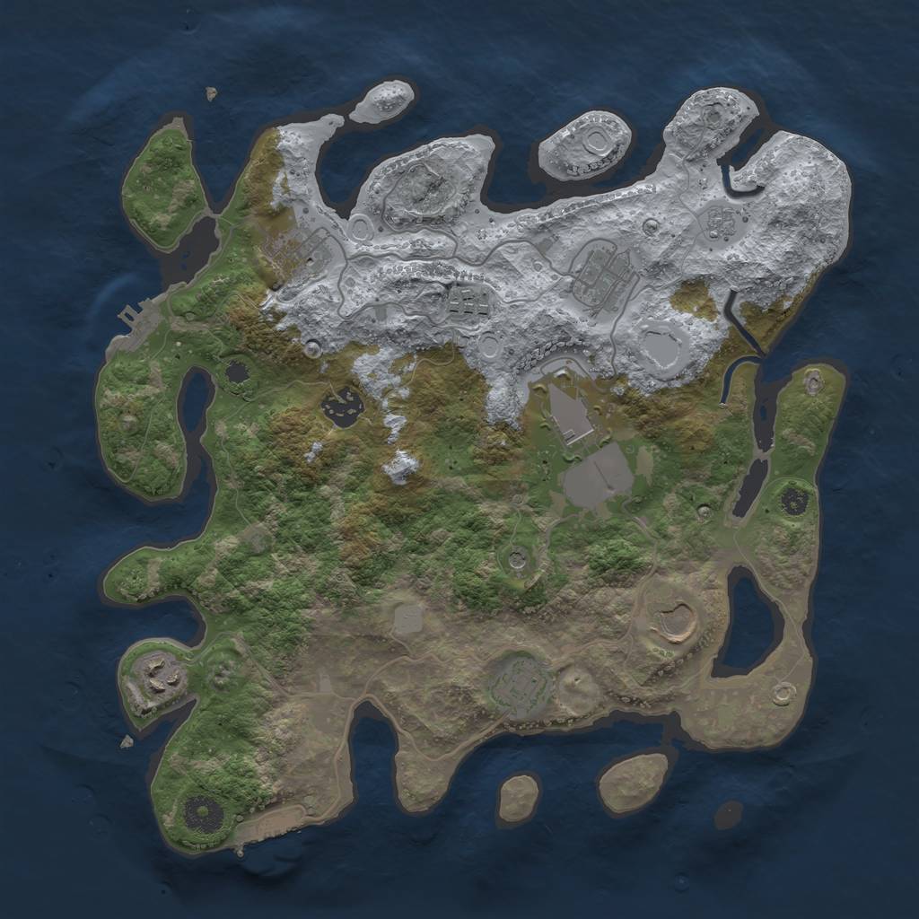 Rust Map: Procedural Map, Size: 3500, Seed: 34515633, 17 Monuments