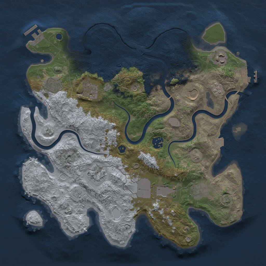 Rust Map: Procedural Map, Size: 3500, Seed: 20701150, 15 Monuments