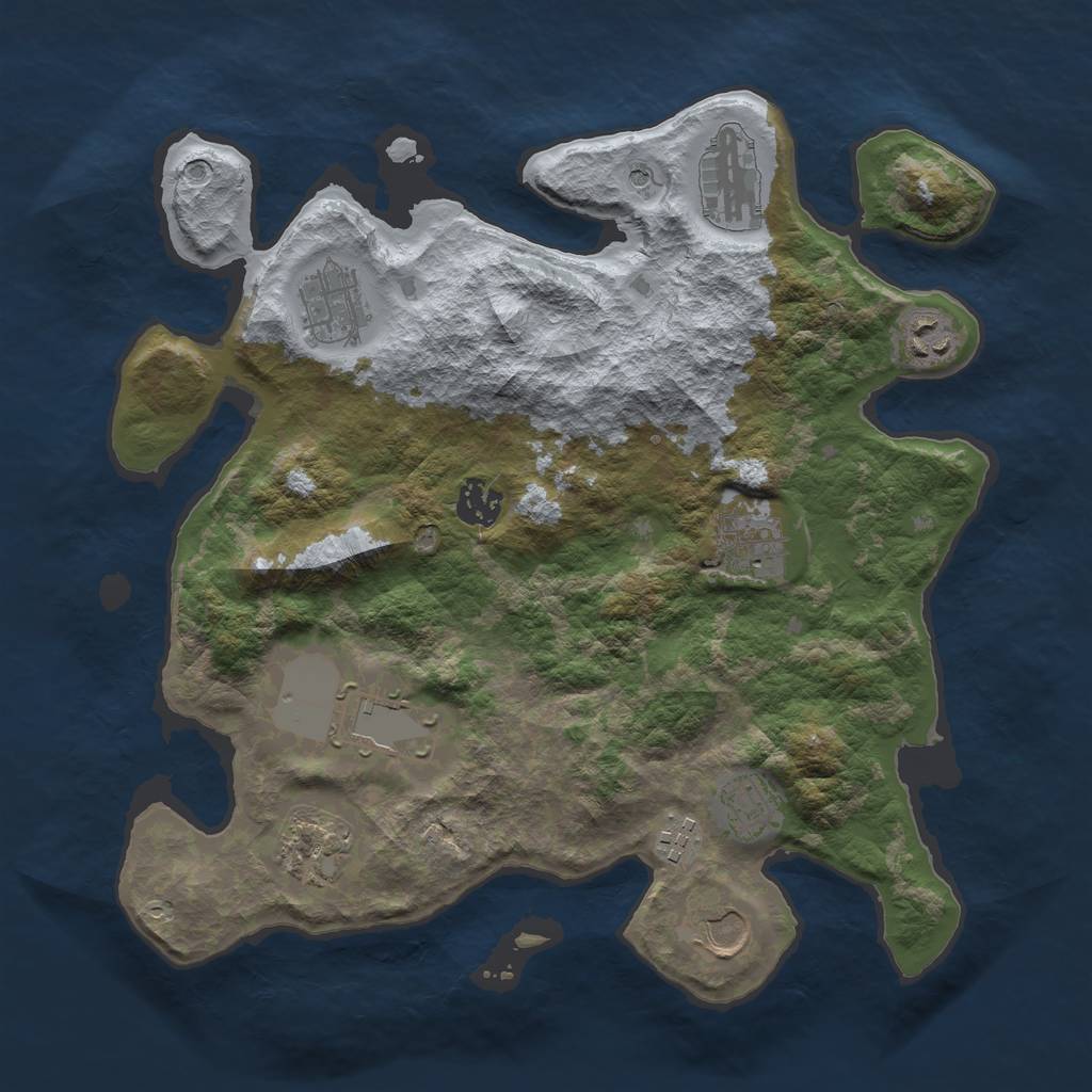 Rust Map: Barren, Size: 3500, Seed: 1237344975, 13 Monuments