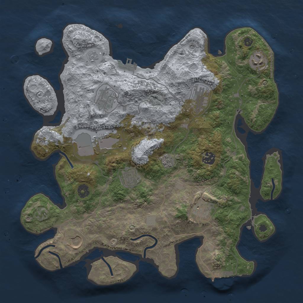Rust Map: Procedural Map, Size: 3500, Seed: 46650816, 18 Monuments