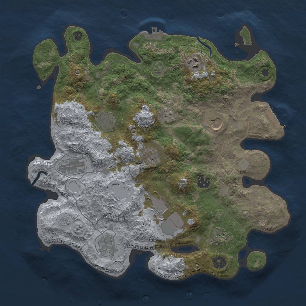 Rust Map: Procedural Map, Size: 3500, Seed: 21777919, 18 Monuments