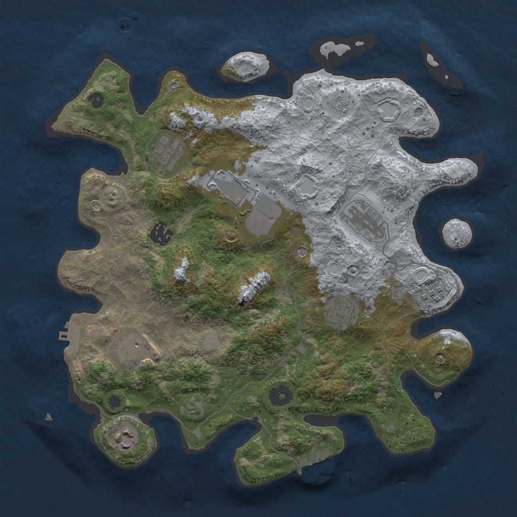 Rust Map: Procedural Map, Size: 3500, Seed: 4275549, 17 Monuments