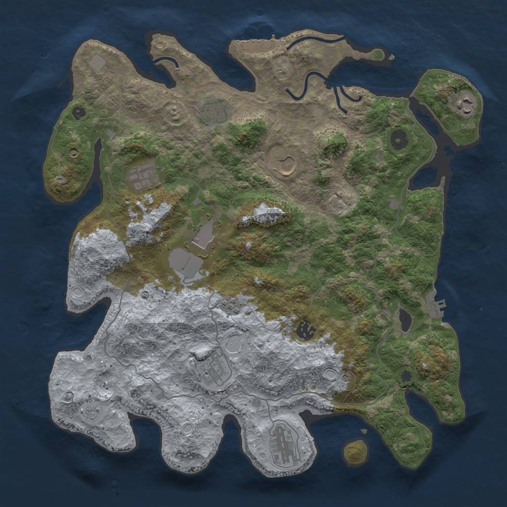Rust Map: Procedural Map, Size: 4000, Seed: 656221863, 18 Monuments