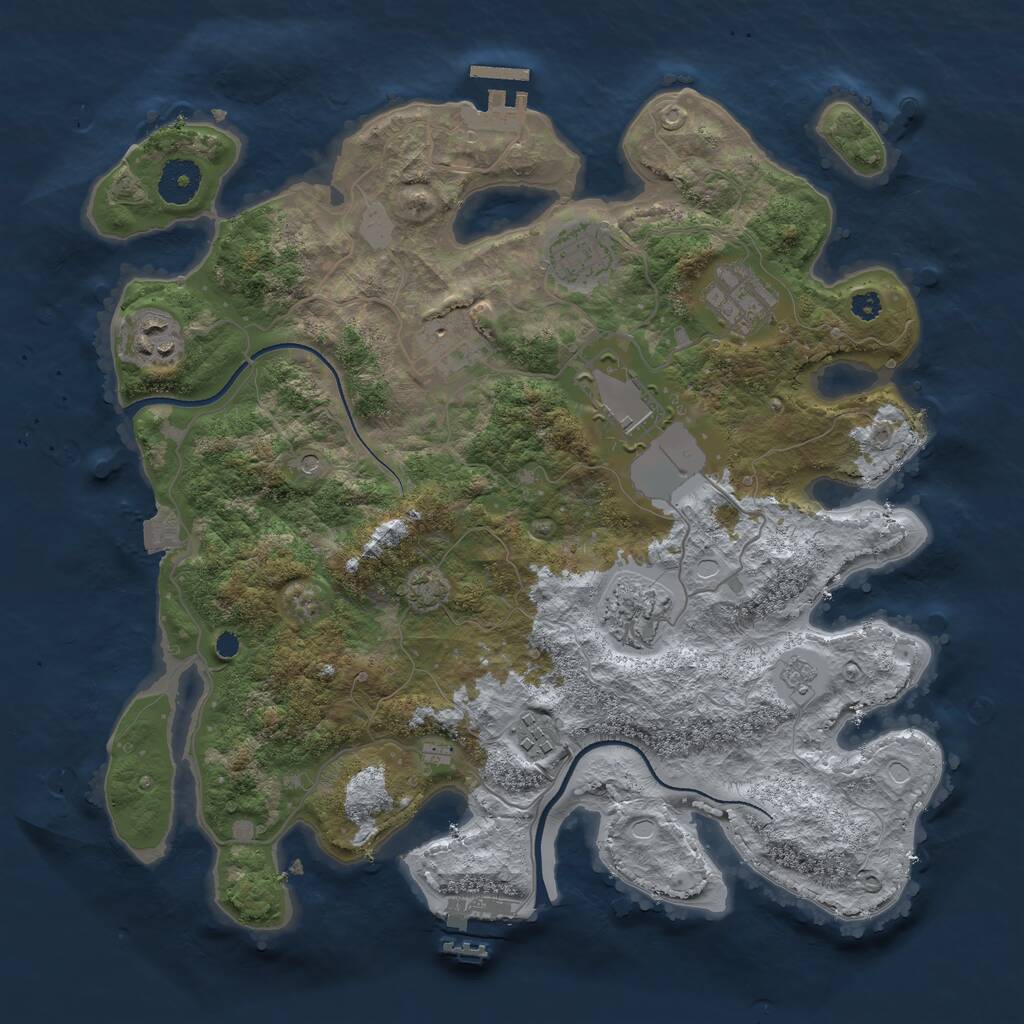 Rust Map: Procedural Map, Size: 3500, Seed: 86890548, 13 Monuments