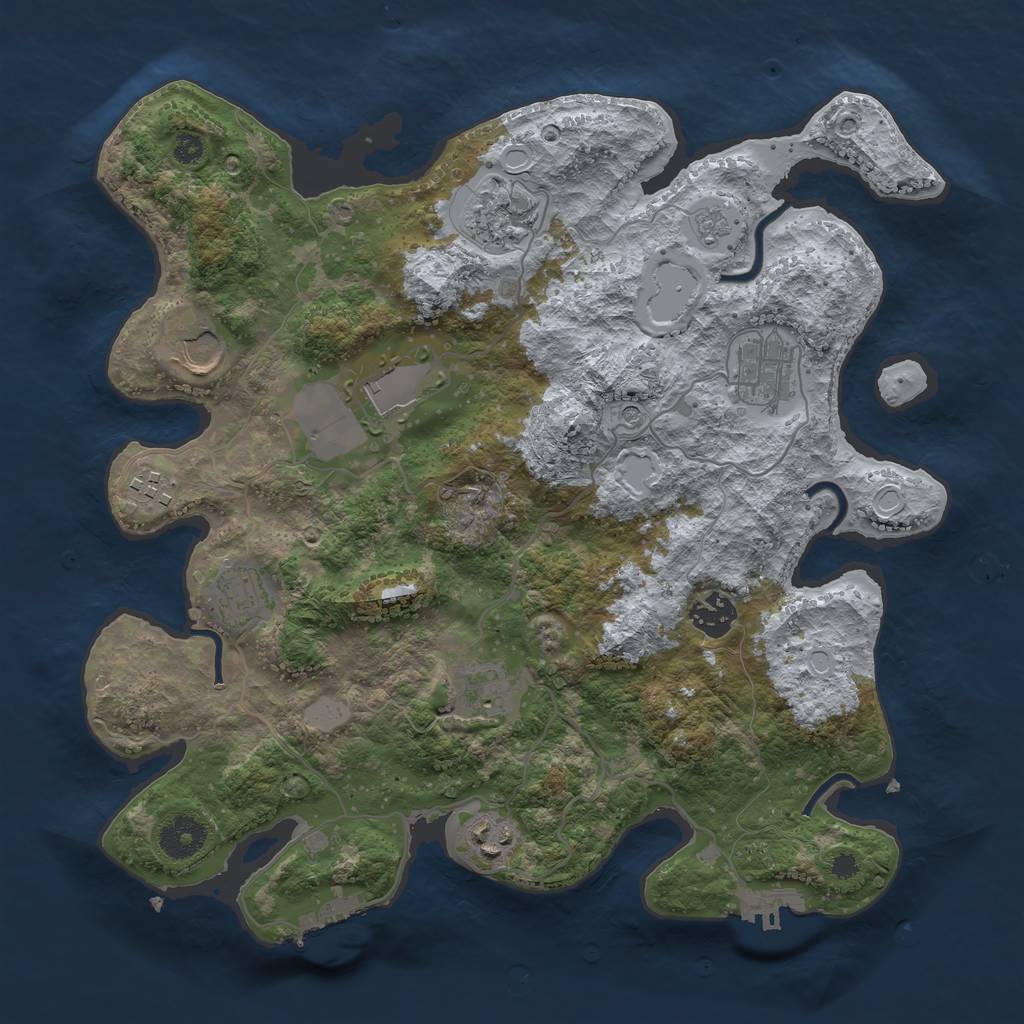 Rust Map: Procedural Map, Size: 3500, Seed: 72396497, 18 Monuments
