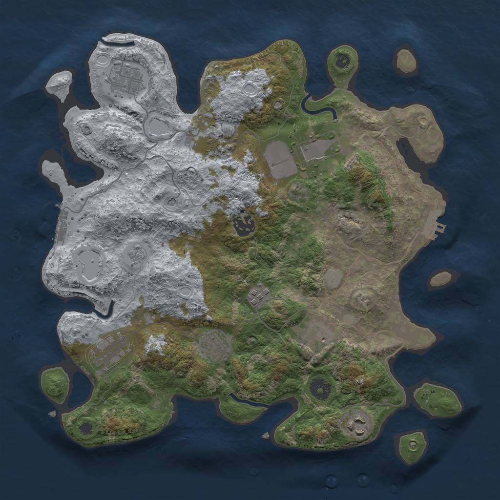 Rust Map: Procedural Map, Size: 3500, Seed: 24577332, 18 Monuments