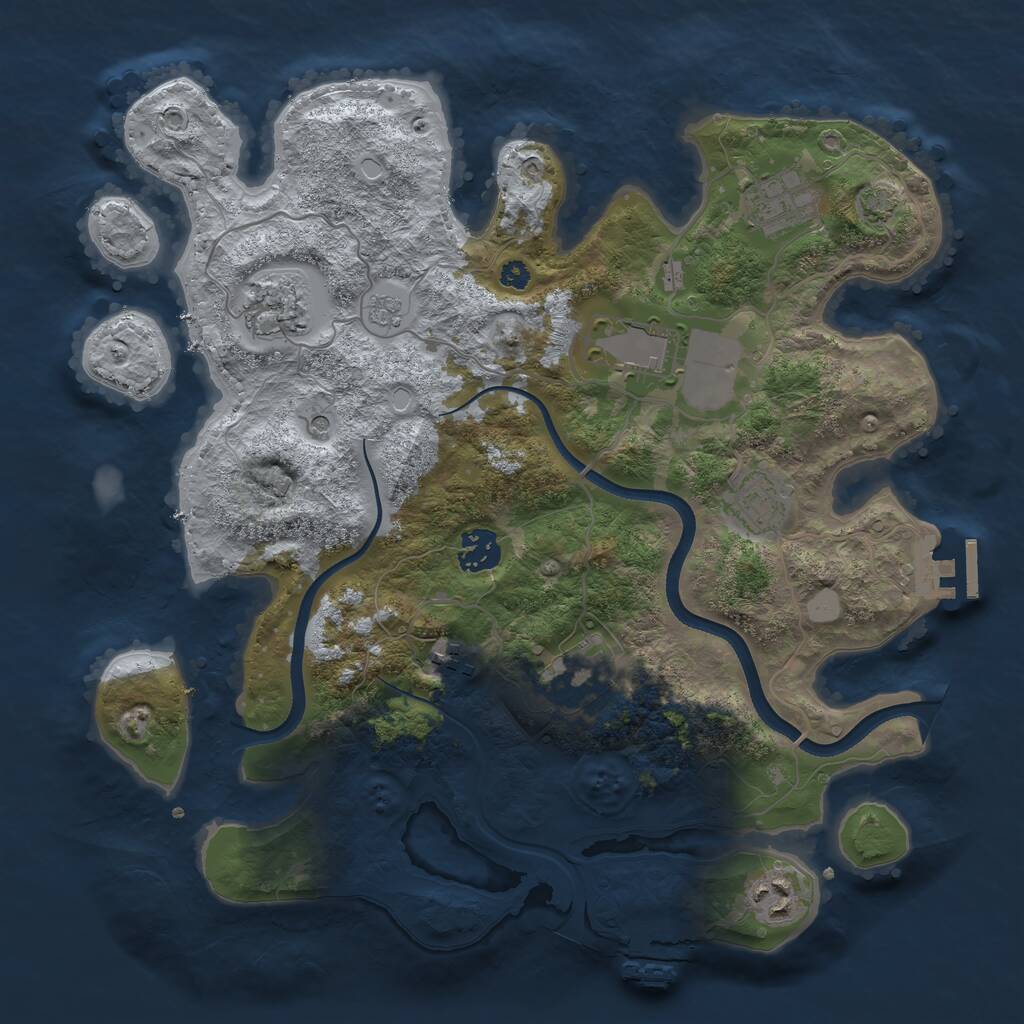 Rust Map: Procedural Map, Size: 3500, Seed: 85871077, 14 Monuments