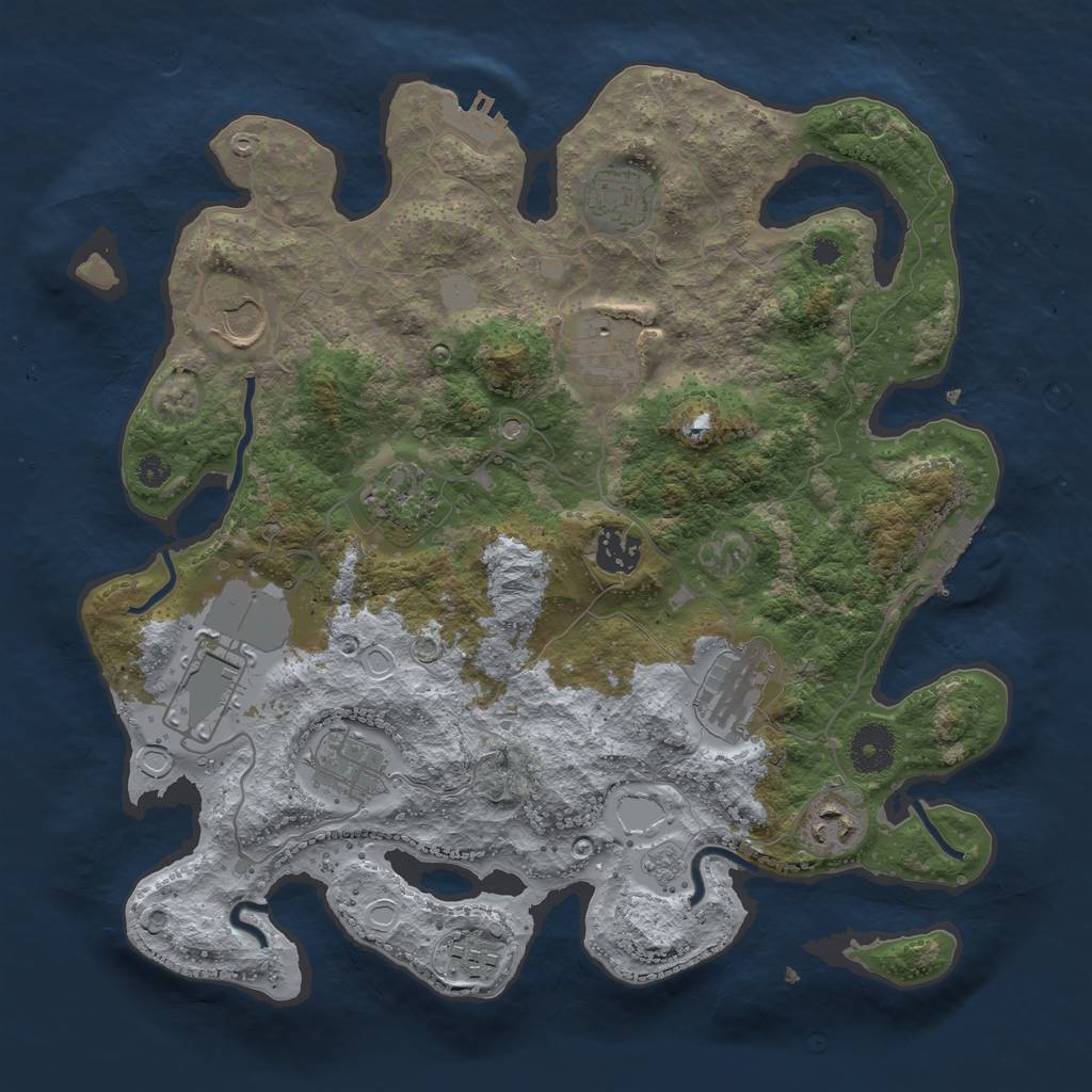Rust Map: Procedural Map, Size: 3500, Seed: 54909001, 19 Monuments