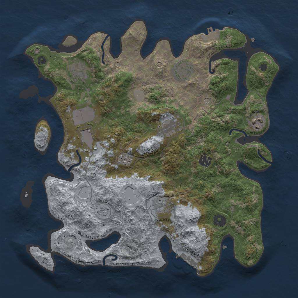 Rust Map: Procedural Map, Size: 3500, Seed: 88128843, 17 Monuments
