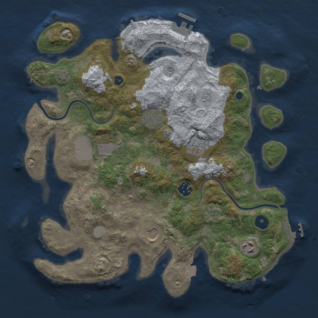 Rust Map: Procedural Map, Size: 3500, Seed: 43642853, 12 Monuments