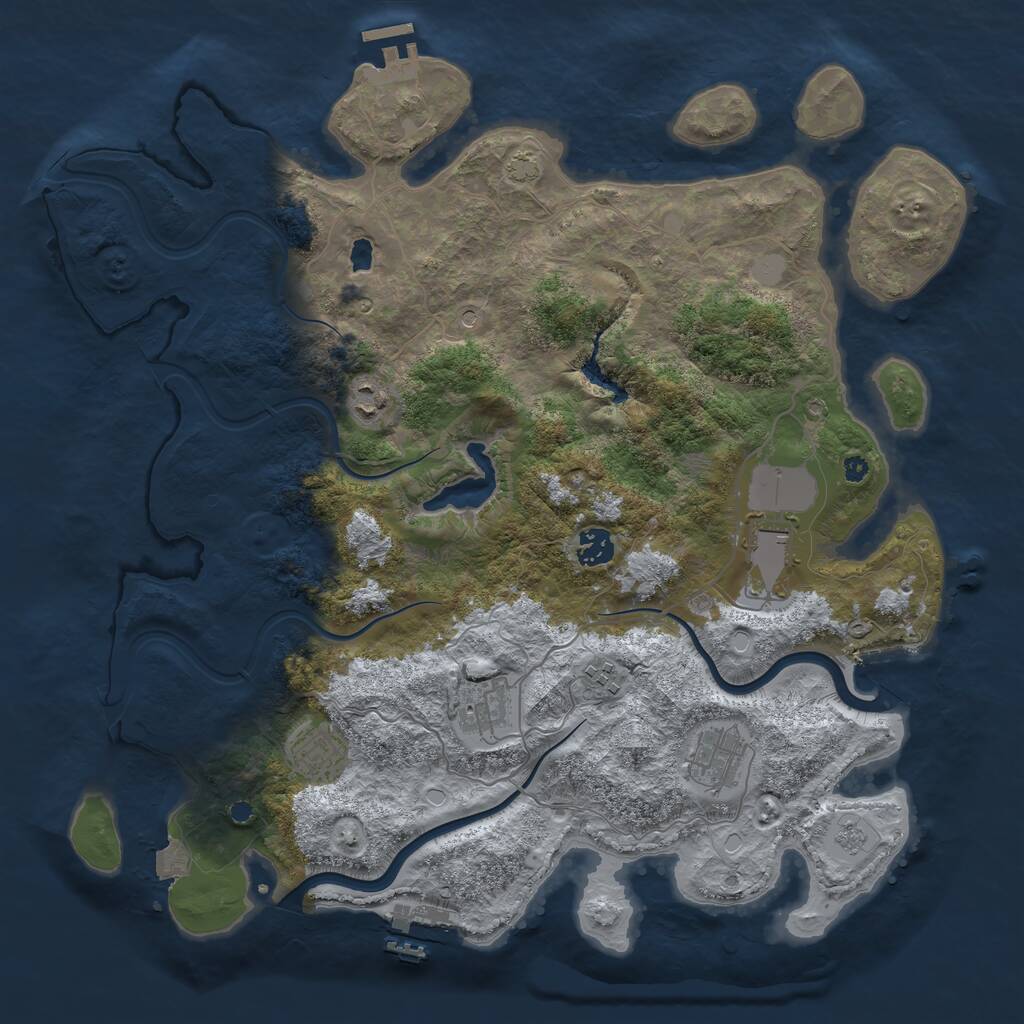 Rust Map: Procedural Map, Size: 4000, Seed: 960969235, 13 Monuments