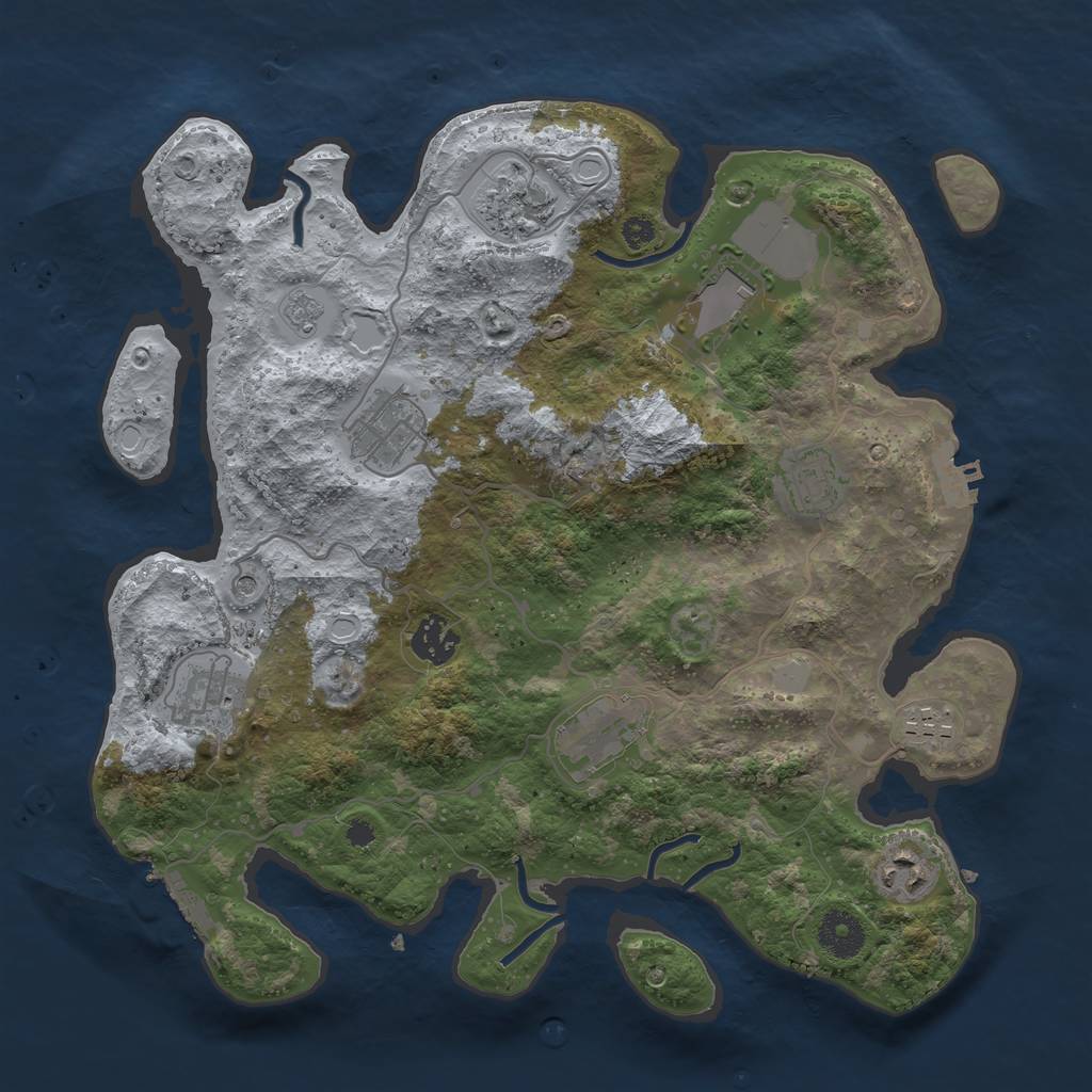 Rust Map: Procedural Map, Size: 3500, Seed: 31308349, 18 Monuments
