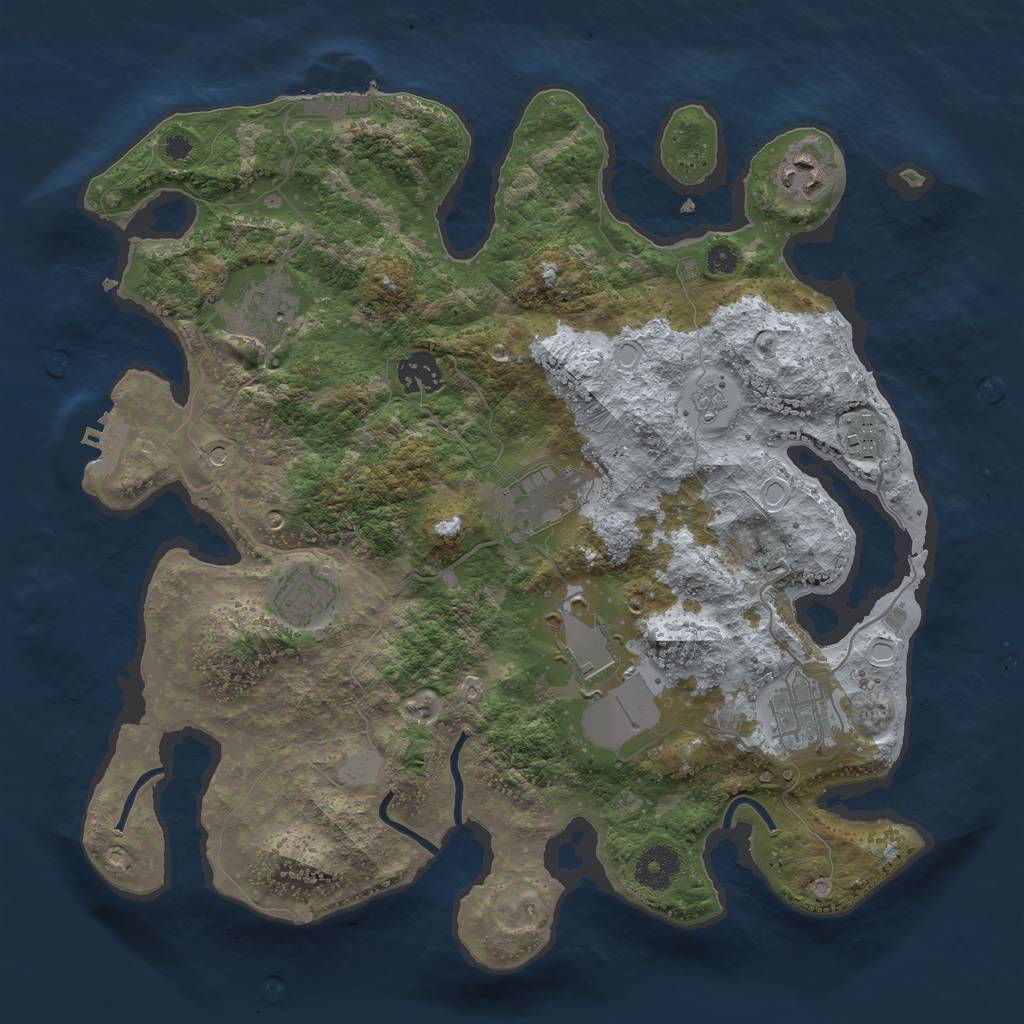 Rust Map: Procedural Map, Size: 3500, Seed: 82861890, 17 Monuments