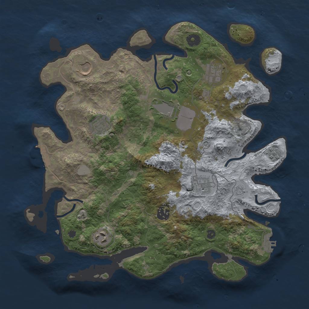 Rust Map: Procedural Map, Size: 3500, Seed: 62971238, 17 Monuments