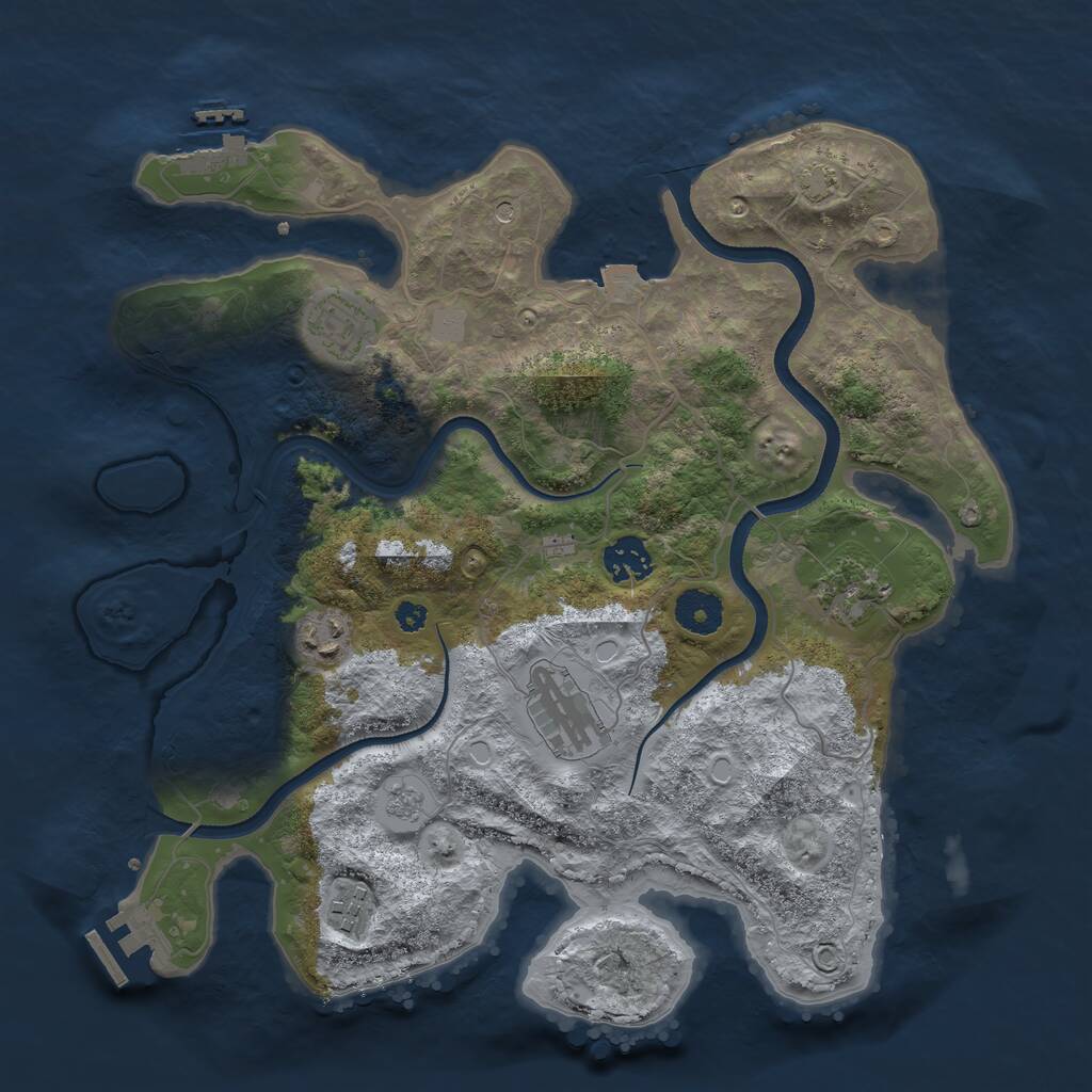Rust Map: Procedural Map, Size: 3500, Seed: 73840433, 12 Monuments