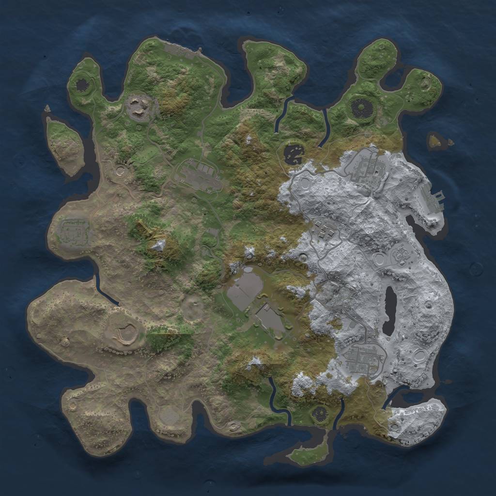 Rust Map: Procedural Map, Size: 3500, Seed: 21327850, 18 Monuments