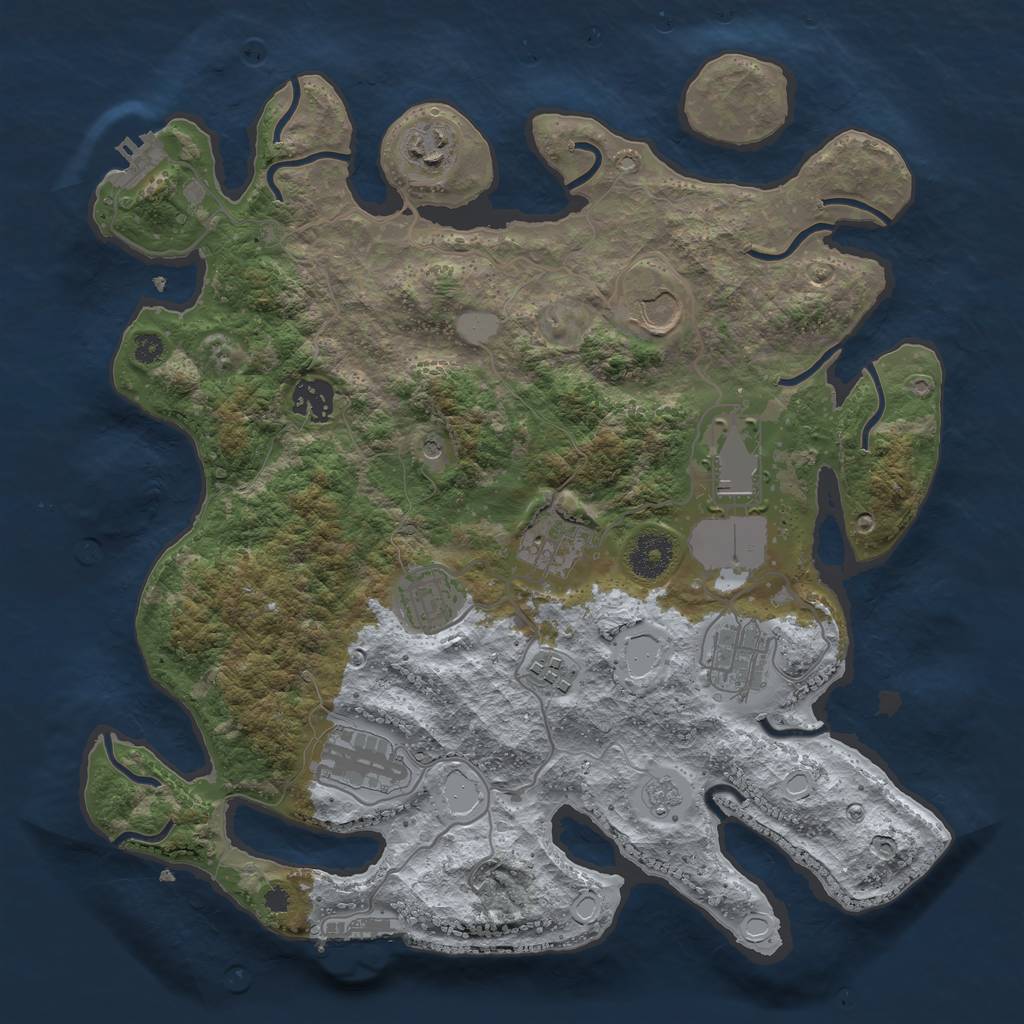Rust Map: Procedural Map, Size: 3500, Seed: 13701061, 18 Monuments