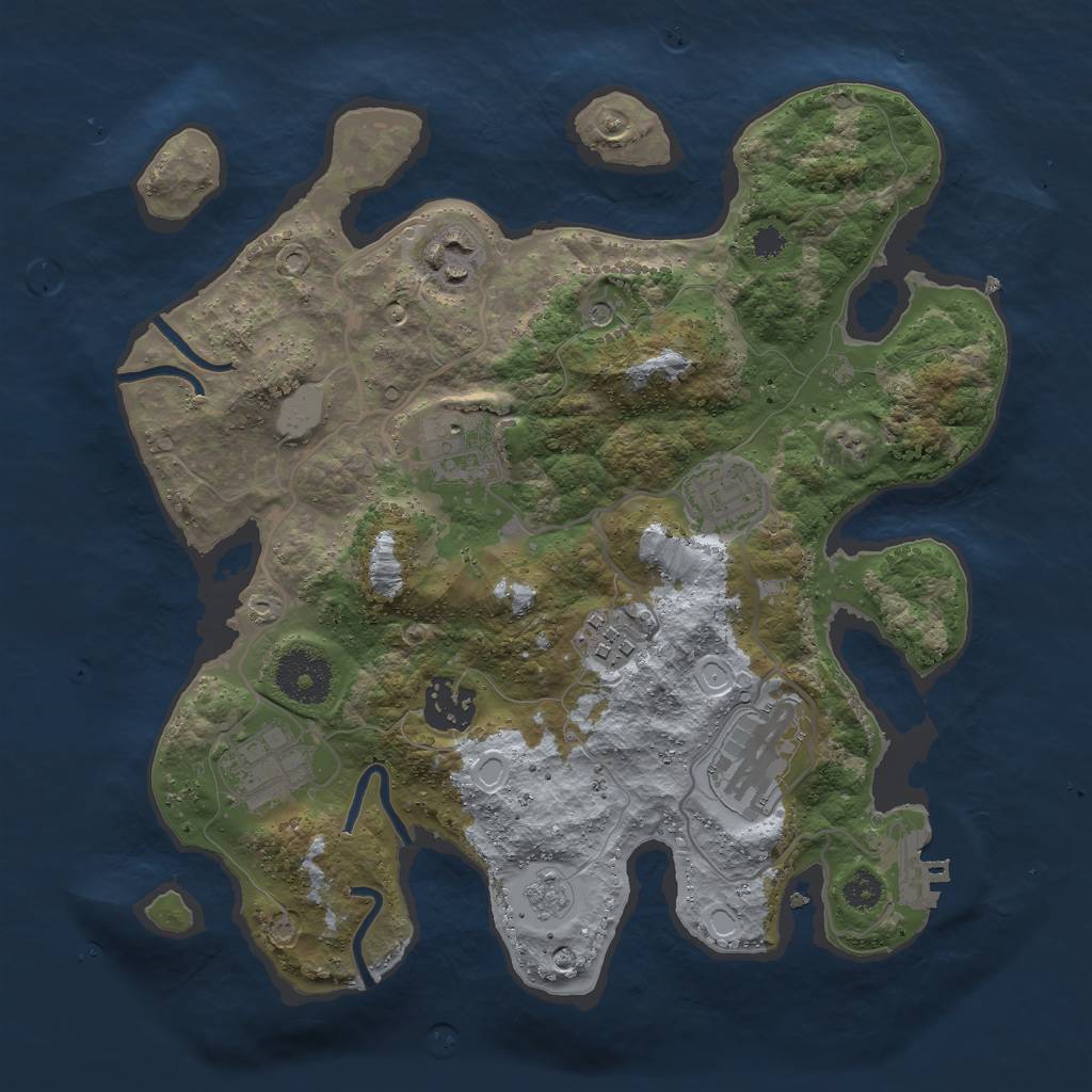 Rust Map: Procedural Map, Size: 3000, Seed: 205184991, 15 Monuments