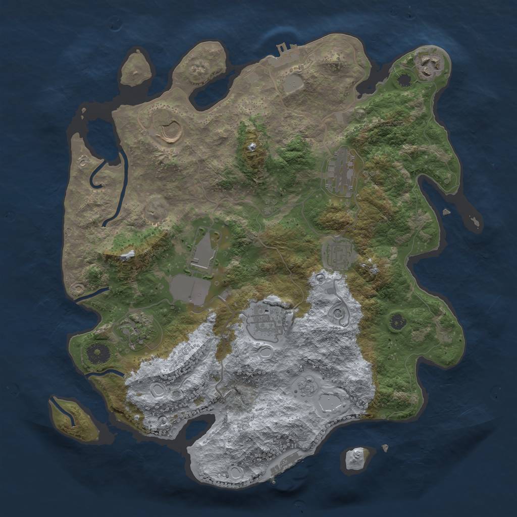 Rust Map: Procedural Map, Size: 3500, Seed: 50727995, 14 Monuments