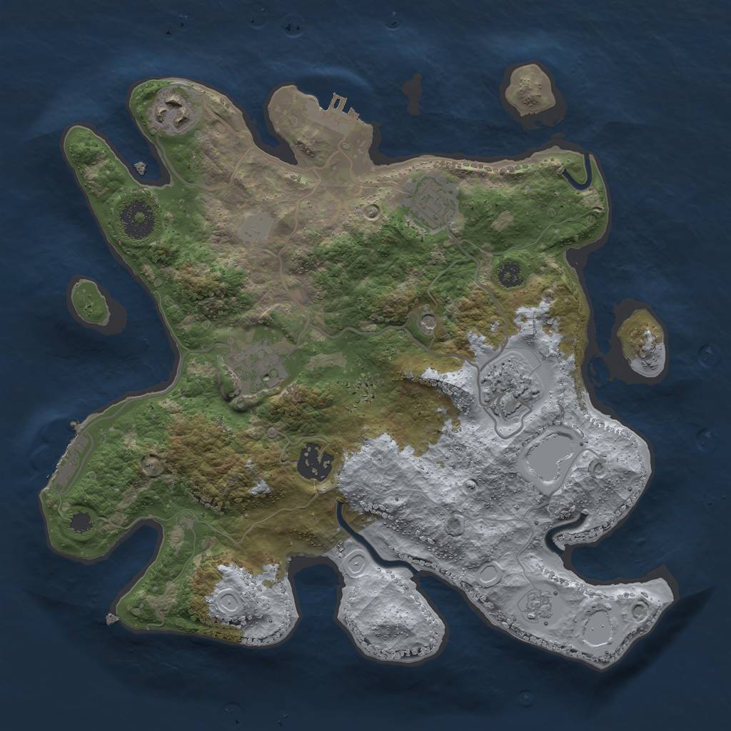 Rust Map: Procedural Map, Size: 3000, Seed: 663267171, 12 Monuments