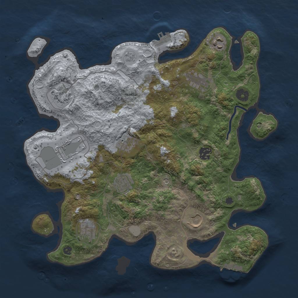 Rust Map: Procedural Map, Size: 3500, Seed: 3343, 18 Monuments