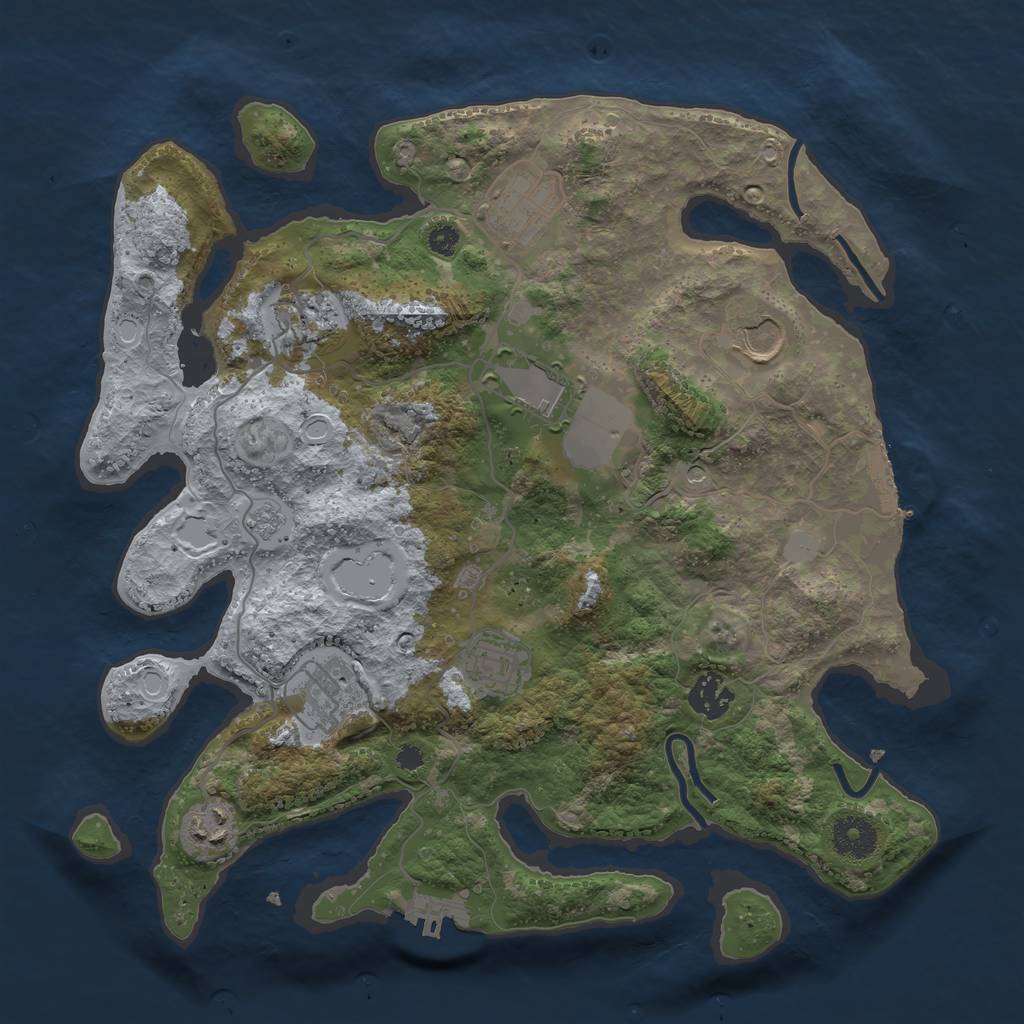 Rust Map: Procedural Map, Size: 3500, Seed: 23596701, 17 Monuments