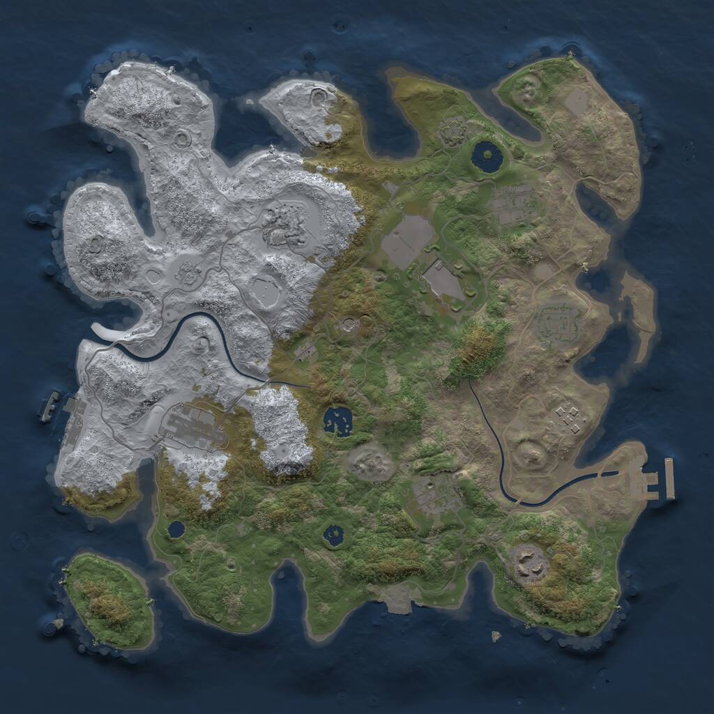 Rust Map: Procedural Map, Size: 3500, Seed: 125550, 15 Monuments