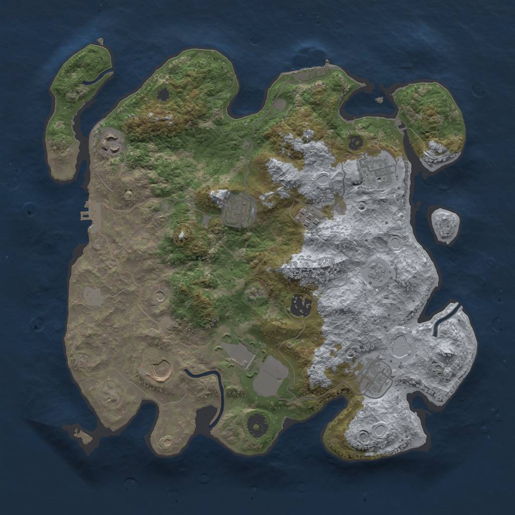 Rust Map: Procedural Map, Size: 3500, Seed: 90740652, 17 Monuments