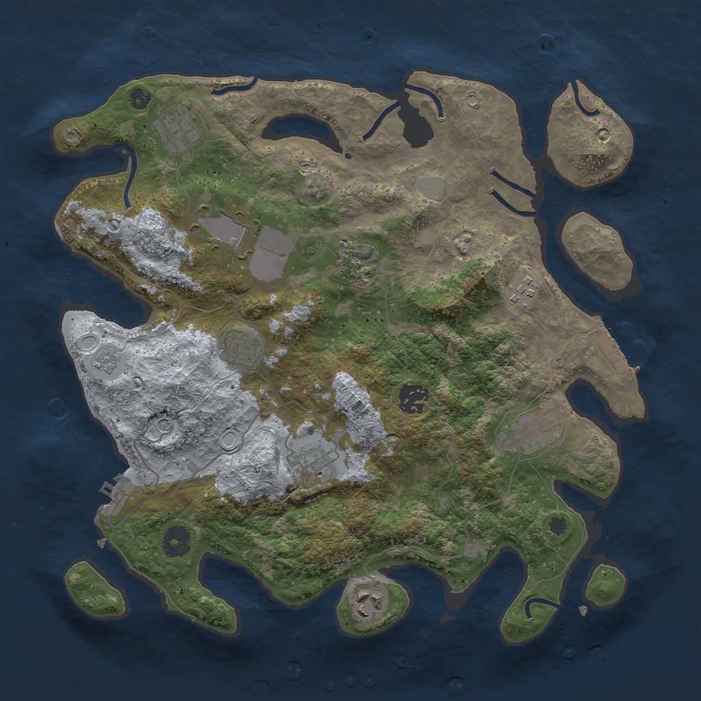 Rust Map: Procedural Map, Size: 3500, Seed: 51705414, 18 Monuments