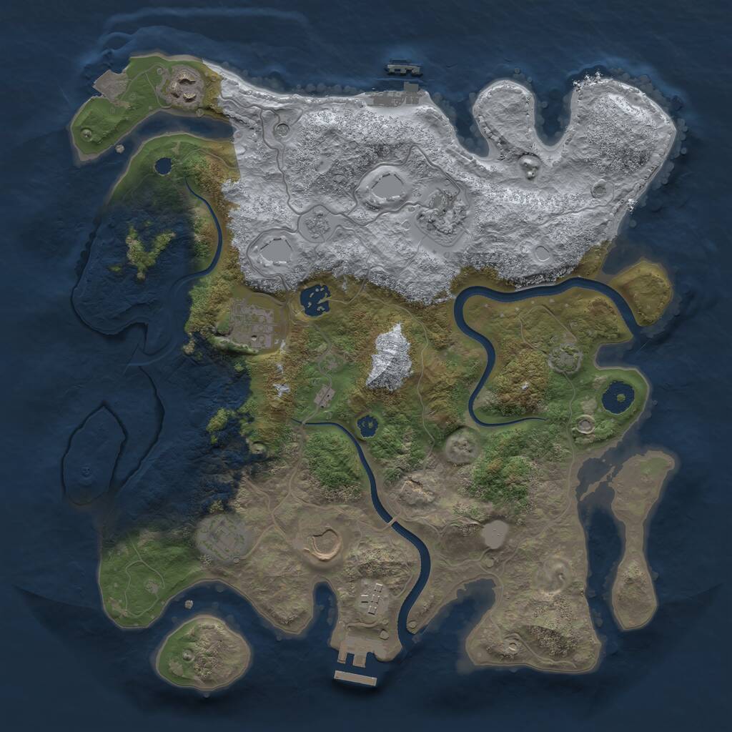 Rust Map: Procedural Map, Size: 3500, Seed: 17531801, 13 Monuments