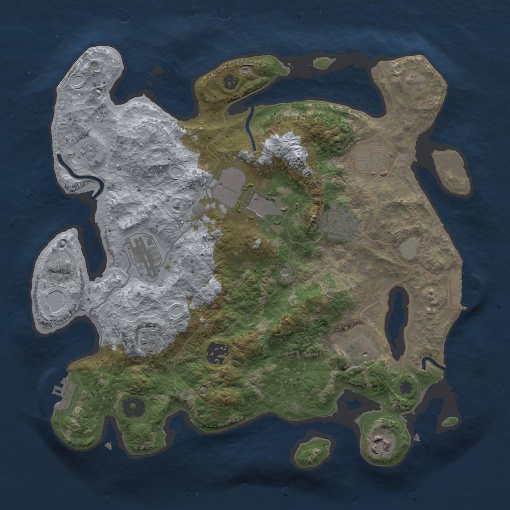 Rust Map: Procedural Map, Size: 3500, Seed: 63051823, 17 Monuments