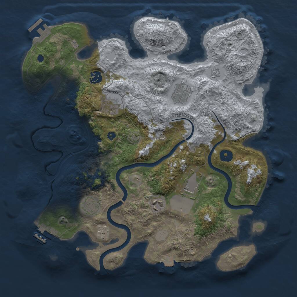 Rust Map: Procedural Map, Size: 3500, Seed: 34645712, 13 Monuments