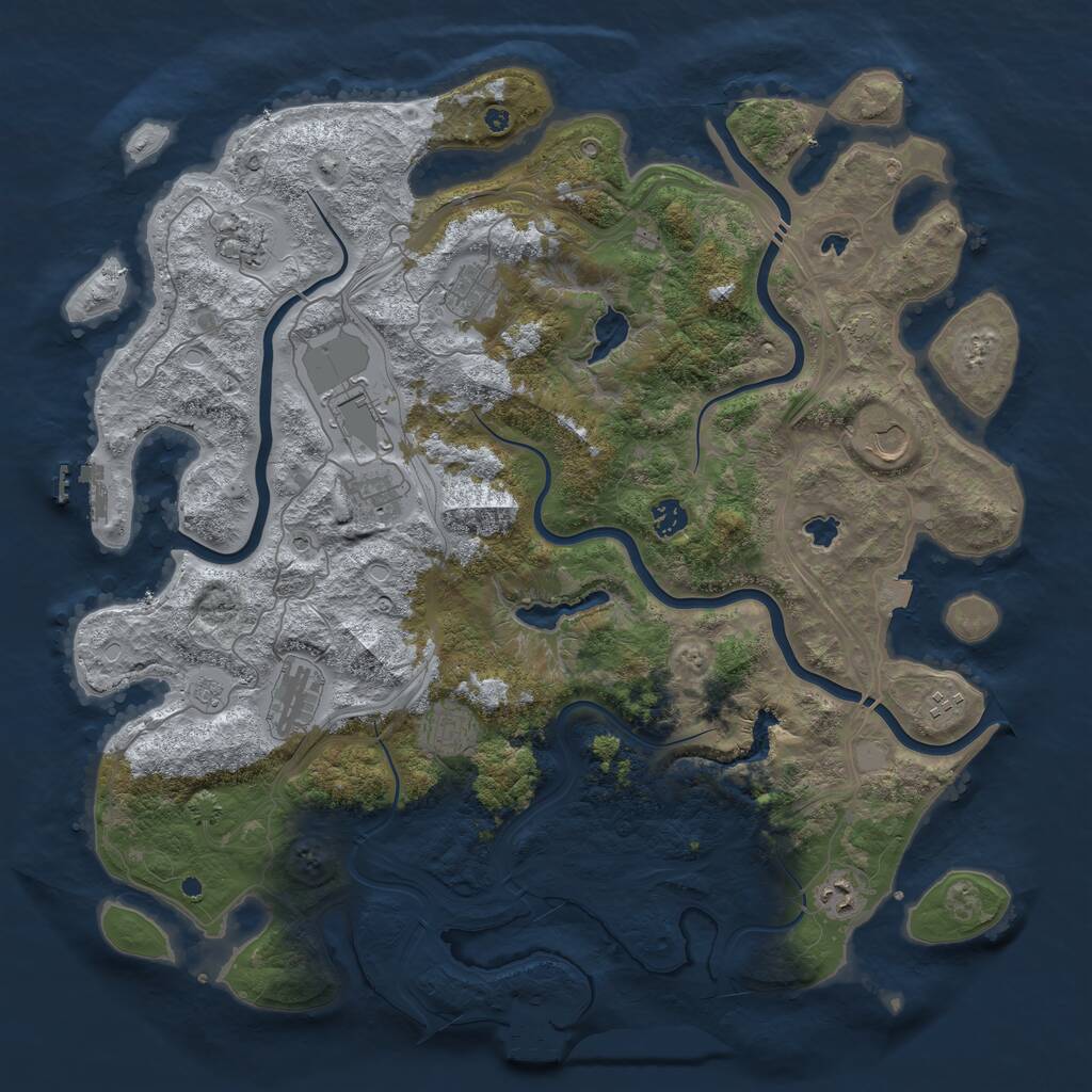 Rust Map: Procedural Map, Size: 4500, Seed: 431817299, 16 Monuments