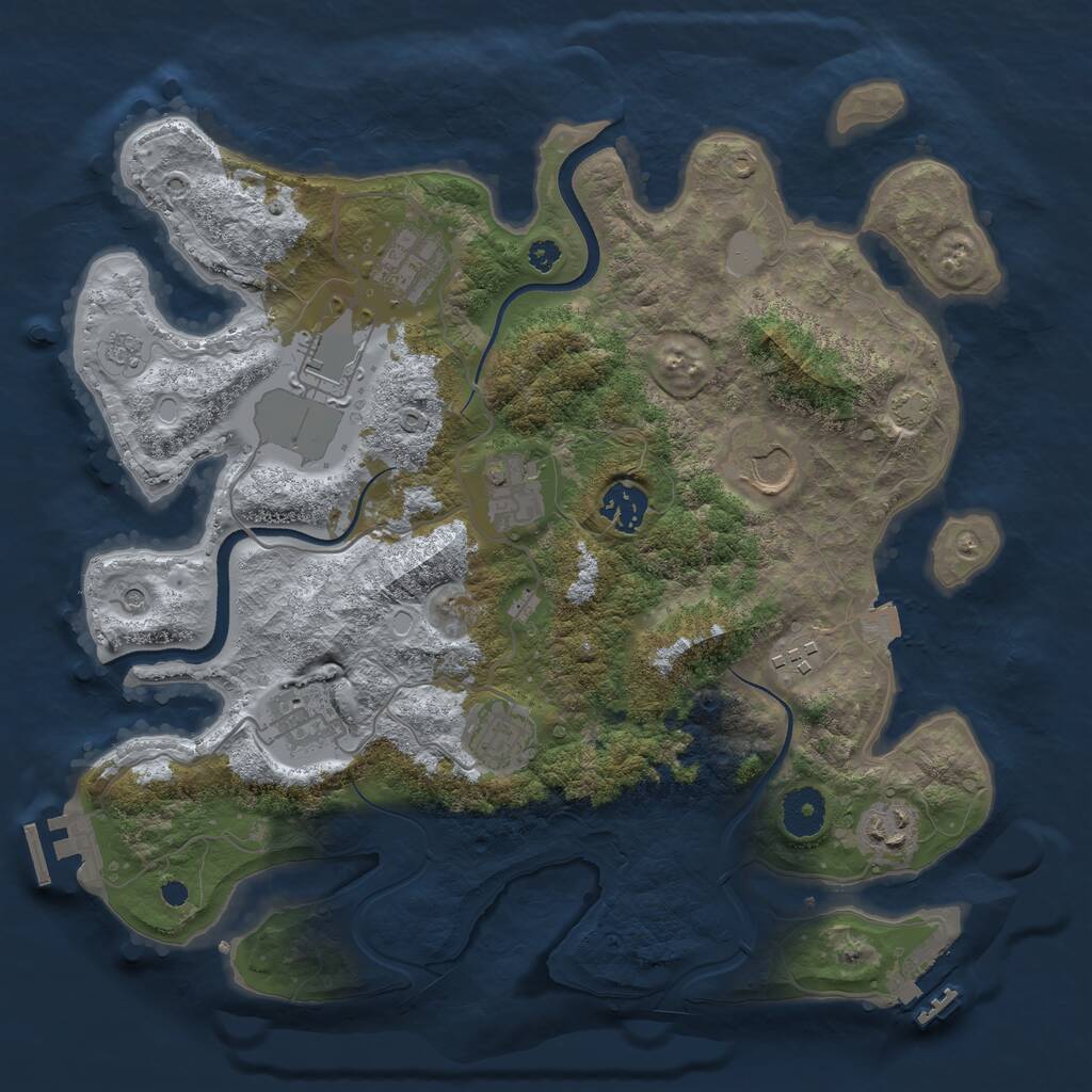 Rust Map: Procedural Map, Size: 3500, Seed: 55998768, 15 Monuments