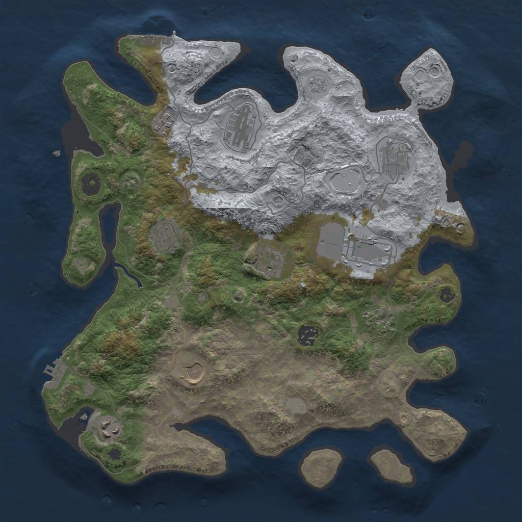 Rust Map: Procedural Map, Size: 3700, Seed: 863341, 19 Monuments