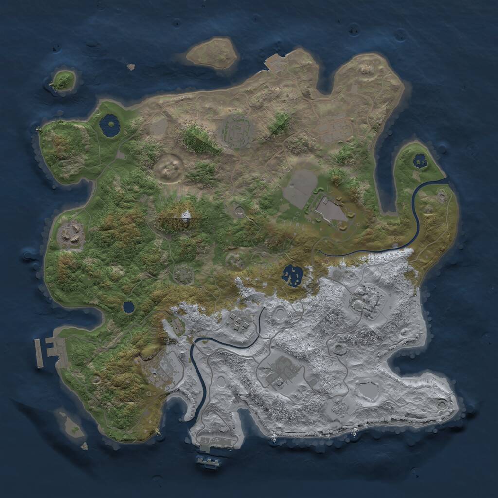 Rust Map: Procedural Map, Size: 3500, Seed: 63236058, 15 Monuments