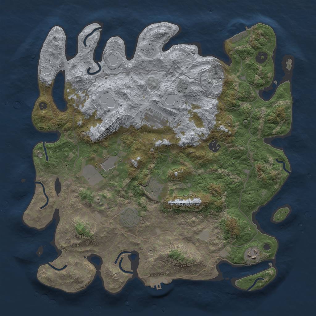 Rust Map: Procedural Map, Size: 4000, Seed: 33257, 16 Monuments